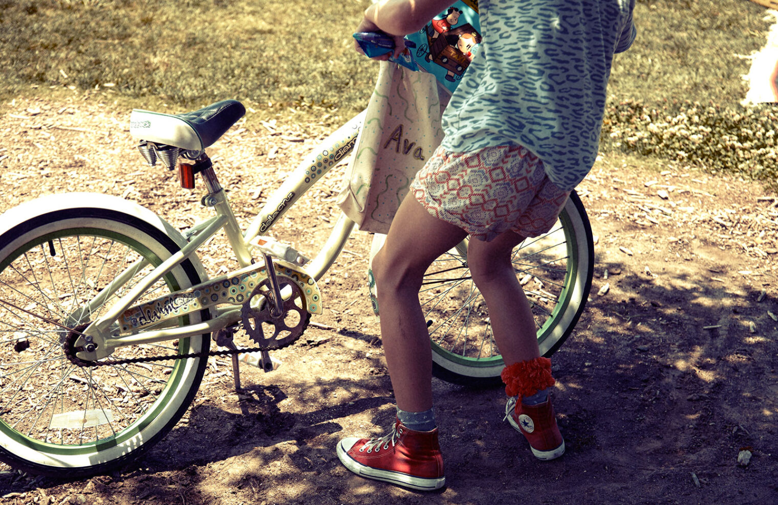 girl, bike, park